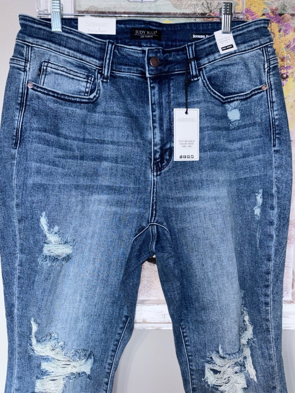 Trendy Judy Blue NWT Boyfriend Fit High Rise Stretch Size Jean 16W Hi-Rise - Picture 3 of 10